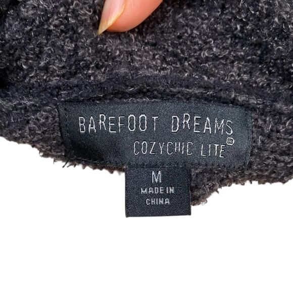 Barefoot Dreams CozyChic Open Shawl Carbon Grey Chenille Circle Cardigan SZ M - Picture 8 of 9